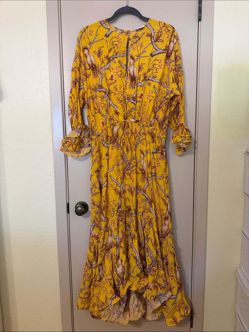 H&M Yellow Floral-Print Maxi Dress
